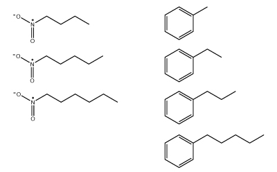Hydrophobicity comparison between PGC and C18 with a set of nitroalkanes and alkylbenzenes. (Top) A series of nitroalkanes & alkyl benzenes log(k) data plotted against its substituent's carbon number on a PGC and C18 column. (Bottom Left) k-k Plot of log(k) data on both PGC & C18 which displays strong correlation (R2 = 0.96). (Bottom Right) Analyte structures